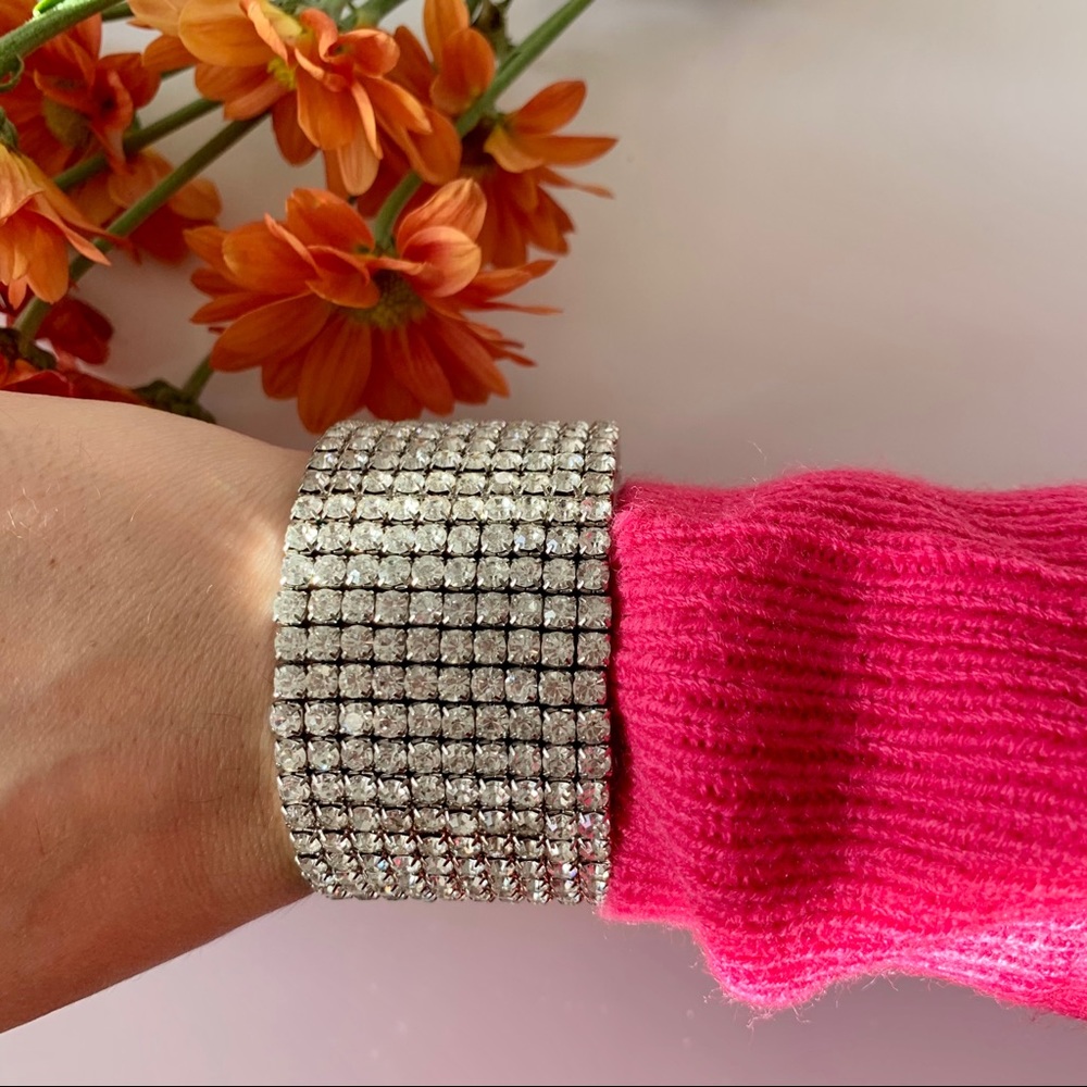 Silver Rhinestone Cuff Bracelet - Picture 4 of 7